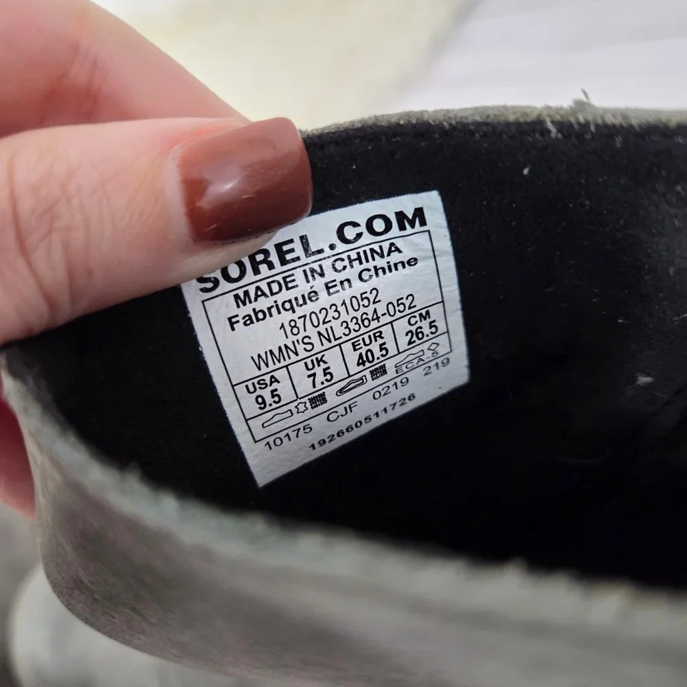 Sorel Joan of Arctic II Wedge Zip Bootie gray distress leather Women's Size 9.5